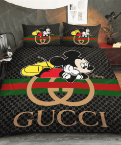 Mickey Mouse Gucci Logo Fashion Brands Bed Sheets Spread Comforter Duvet Cover Bedding Sets