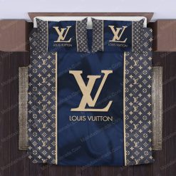 Navy Louis Vuitton Bed Sheets Spread Comforter Duvet Cover Bedding Setss