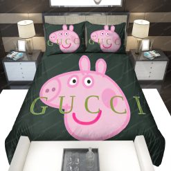 Peppa Pig Gucci Logo Type 2662 Bedding Sets Bed Linen Sheets Duvet Covers Premium Fashion Brand Blankets Hyperbeast Bedroom Luxury Ideas Bedclothes