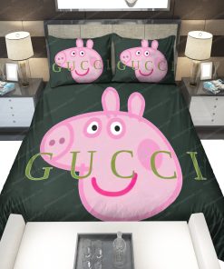 Peppa Pig Gucci Logo Type 2662 Bedding Sets Bed Linen Sheets Duvet Covers Premium Fashion Brand Blankets Hyperbeast Bedroom Luxury Ideas Bedclothes