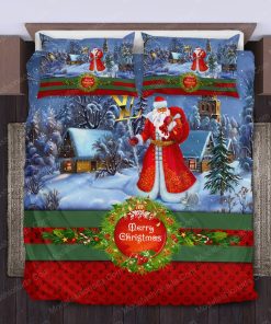 Santa Claus Louis Vuitton Merry Christmas Bedding Sets Home Decoration Bedding Sets