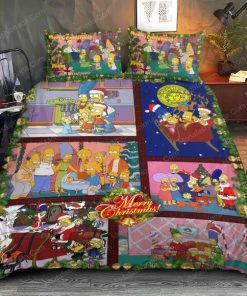 Simpson Family Versace Merry Christmas Bed Sheets Spread Comforter Duvet Cover Bedding Setss