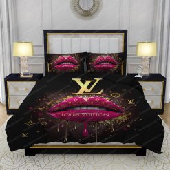 Supreme Louis Vuitton Black Background Bed Sheets Spread Comforter Duvet Cover Bedding Setss