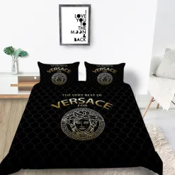 Versace Black Luxury Brand Bedding Sets Duvet Cover Set, For Home Best Luxury Bedding Sets