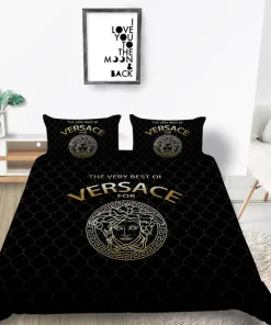Versace Black Luxury Brand Bedding Sets Duvet Cover Set, For Home Best Luxury Bedding Sets