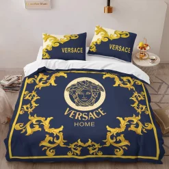 Versace Blue Limited Edition Luxury Brand High-End Bedding Sets, For Home Best Luxury Bedding Sets