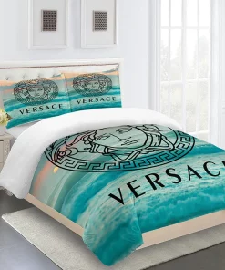 Versace Blue Sea Luxury Brand High End Premium Bedding Sets Sheets Blankets Duvet Bed Linen Covers Bedroom Idea Home Decor