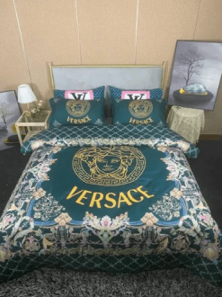 Versace Floral In Green Background Most Comfortable Bedding Set