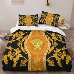 Versace Gold Luxury Brand Logo High-End Bedding Sets Lv, For Home Best Luxury Bedding Sets
