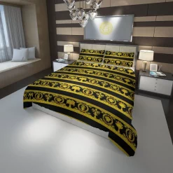 Versace Golden Logo Type 133 Bedding Sets Duvet Hyperbeast Bedroom Covers Bed Linen Blankets Luxury Ideas Sheets Premium Fashion Brand