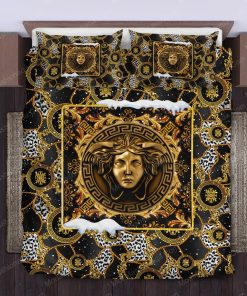 Versace Logo Christmas Bed Sheets Spread Comforter Duvet Cover Bedding Setss