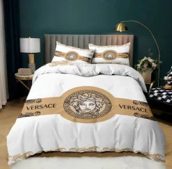 Versace Logo Luxury Brand Bedding Sets Duvet Cover Set, For Home Best Luxury Bedding Sets