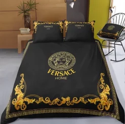 Versace Logo New Luxury Fashion Brand Bedding Sets Duvet Cover Set Best Luxury Bedding Sets
