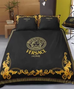 Versace Logo New Luxury Fashion Brand Bedding Sets Duvet Cover Set Best Luxury Bedding Sets