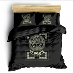 Versace Medusa Pattern Black Luxury Brand Premium Bedding Sets  Duvet Bed Linen Blankets Covers Bedroom Idea Home Decor