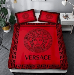 Versace Red Background Most Comfortable Bedding Set