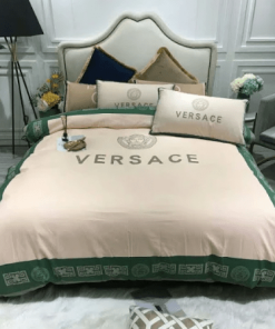 Versace Trendy Beige And Green Bedding Set