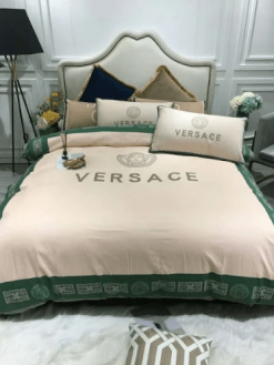 Versace Trendy Beige And Green Bedding Set