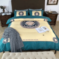 Versace Trendy Sand And Cobalt Blue Bedding Set