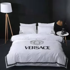 Versace White Luxury Brand Bedding Sets Duvet Cover Set, For Home Best Luxury Bedding Sets