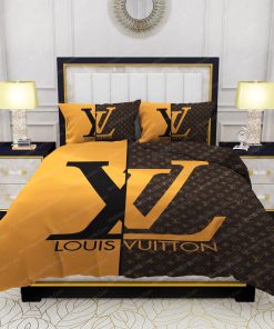 Yellow and Brown Background Louis Vuitton Bed Sheets Spread Comforter Duvet Cover Bedding Setss